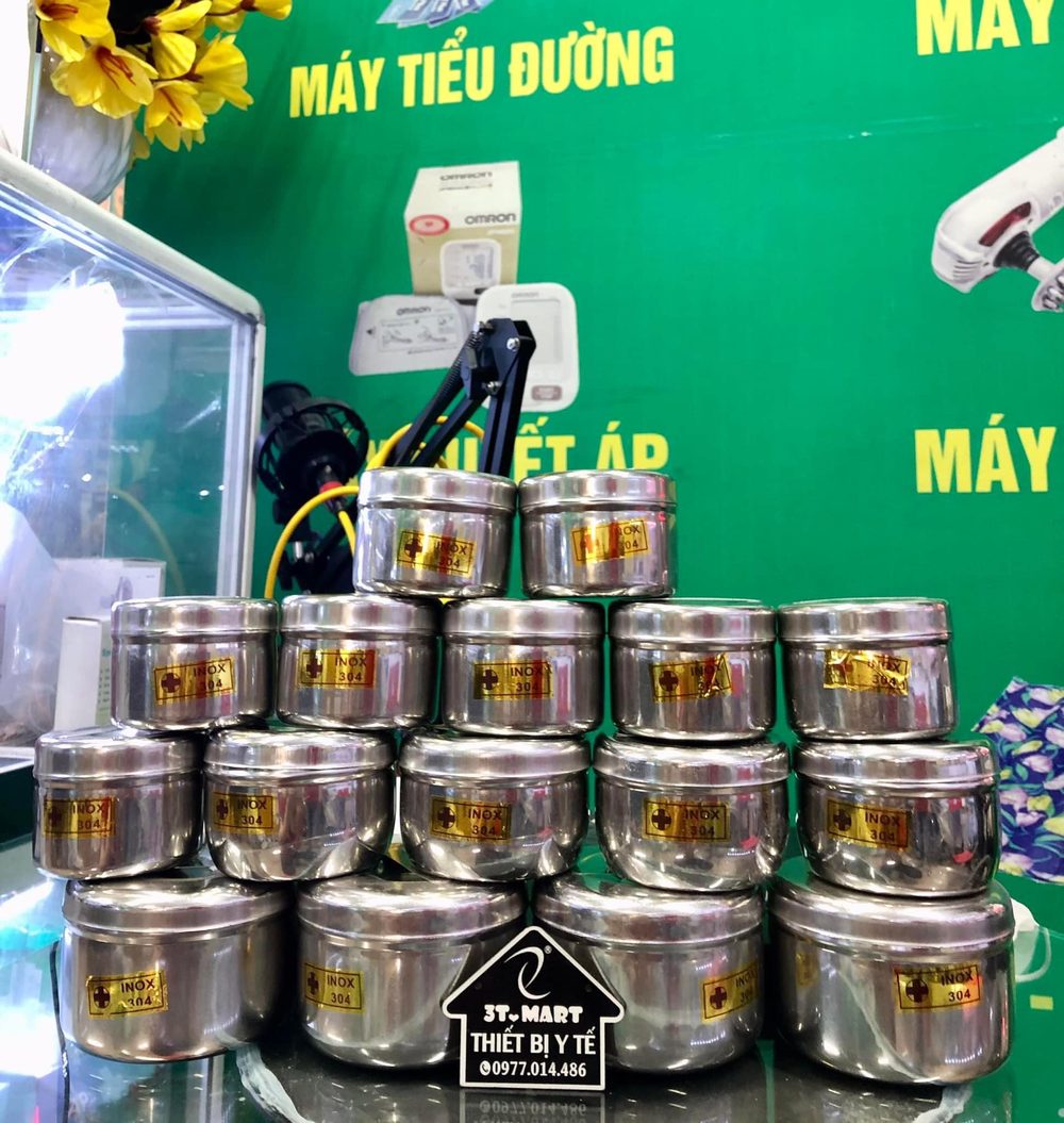 HỘP ĐỰNG BÔNG CỒN Y TẾ INOX