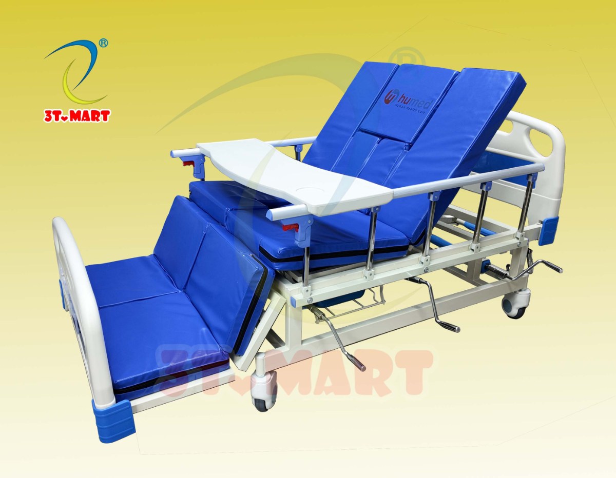 Giường bệnh HUMED 2-3 tay quay ở tư thế ghế ngồi, có thành chắn và bàn ăn — bán tại 3T-Mart Thành phố Vinh