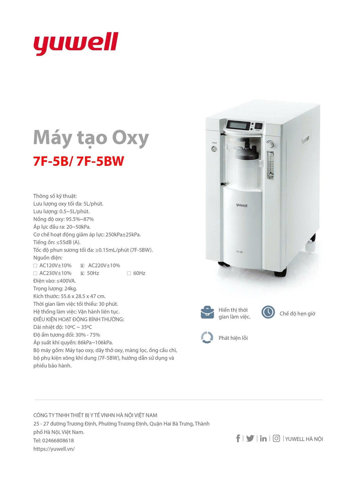 Máy tạo oxy 5 lít Yuwell 7F5B — ảnh 4